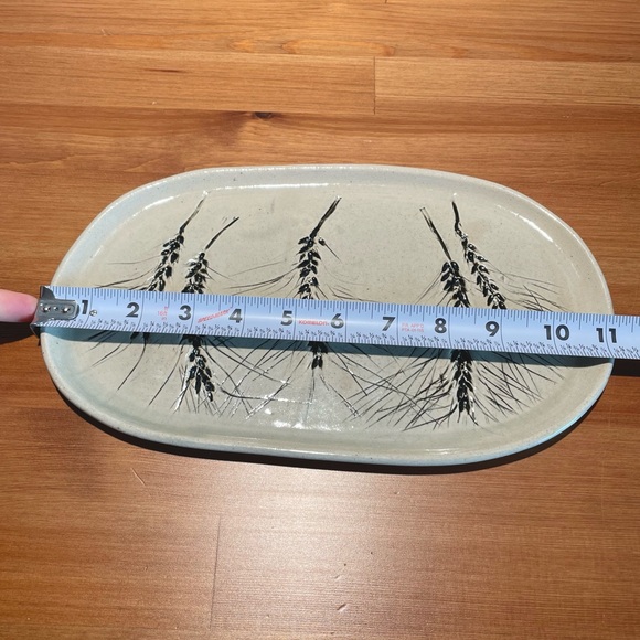 Americanna Wheat 11" Serving Platter Handmade Signed Studio Art Pottery Oval - Picture 15 of 16